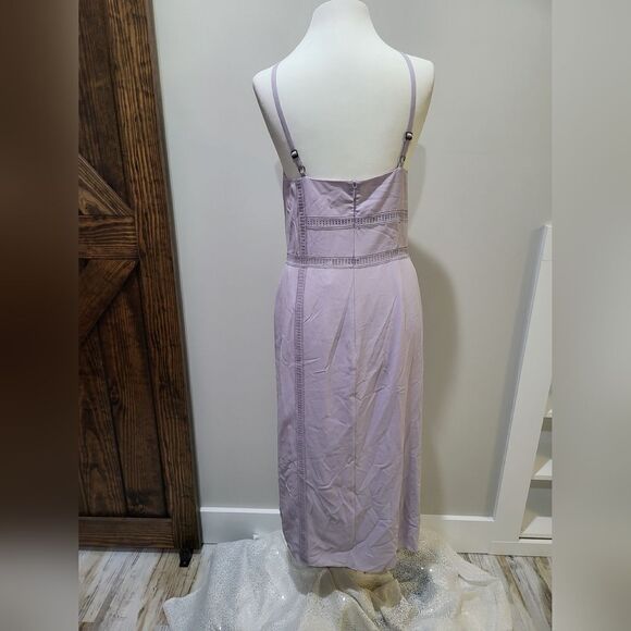 Ted Baker Camylie Lace Insert Asymmetric Pleat Midi Dress NWT sz 2 lilac purple - Picture 4 of 5